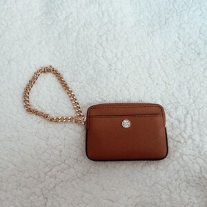Michael Kors Tan Wristlet with Gold Chain
